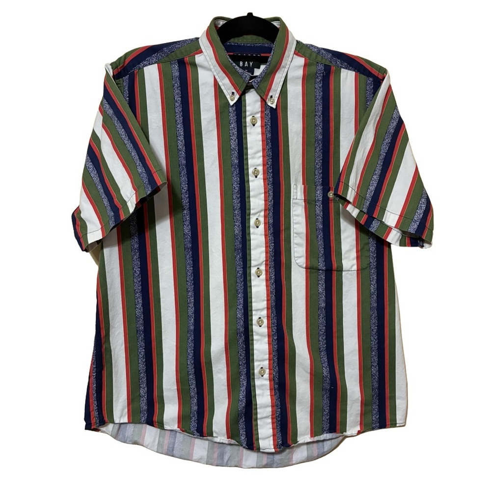 Vintage Trader Bay Striped Button Down Shirt Men’s M Multicolor Short Sleeve
